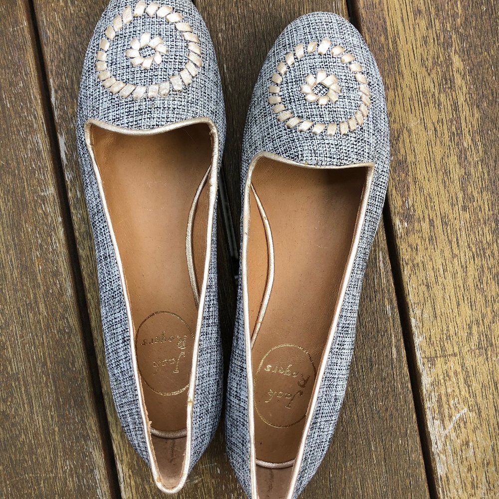 Never worn grey canvas Jack Rogers flats